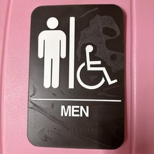 Mens Restroom Sign ADA Braille Self Adhesive with 3M Tape 9" x 6" Mancave NOB