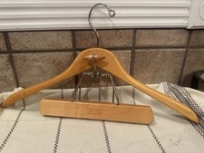 Vintage Setwell 18" Heavy Wooden Suit Hanger With Trouser Clamp Hanger