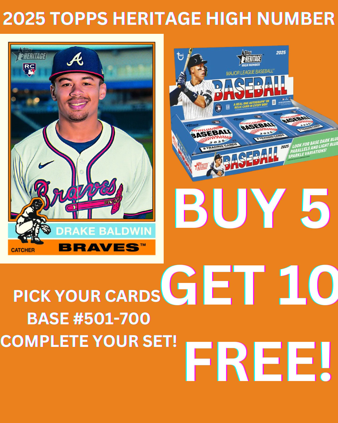 2025 Topps Heritage HIGH NUMBER Baseball BASE SINGLES #501-700 You Pick!