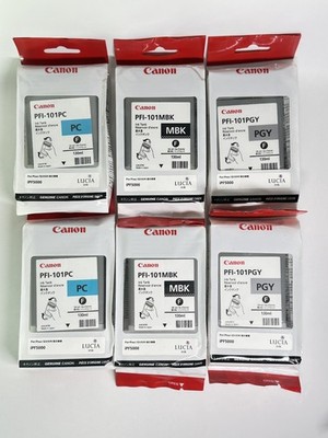 Lot 6 Canon PFI-101  Genuine Ink Cartridges (6 Pack) See Picture Expired