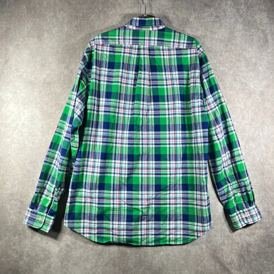 Camisa de Vestir Ralph Lauren Para Hombres 2XL Verde A Cuadros Elastizada Oxford Calce Ajustado Carne Poni Foto 4 de 4