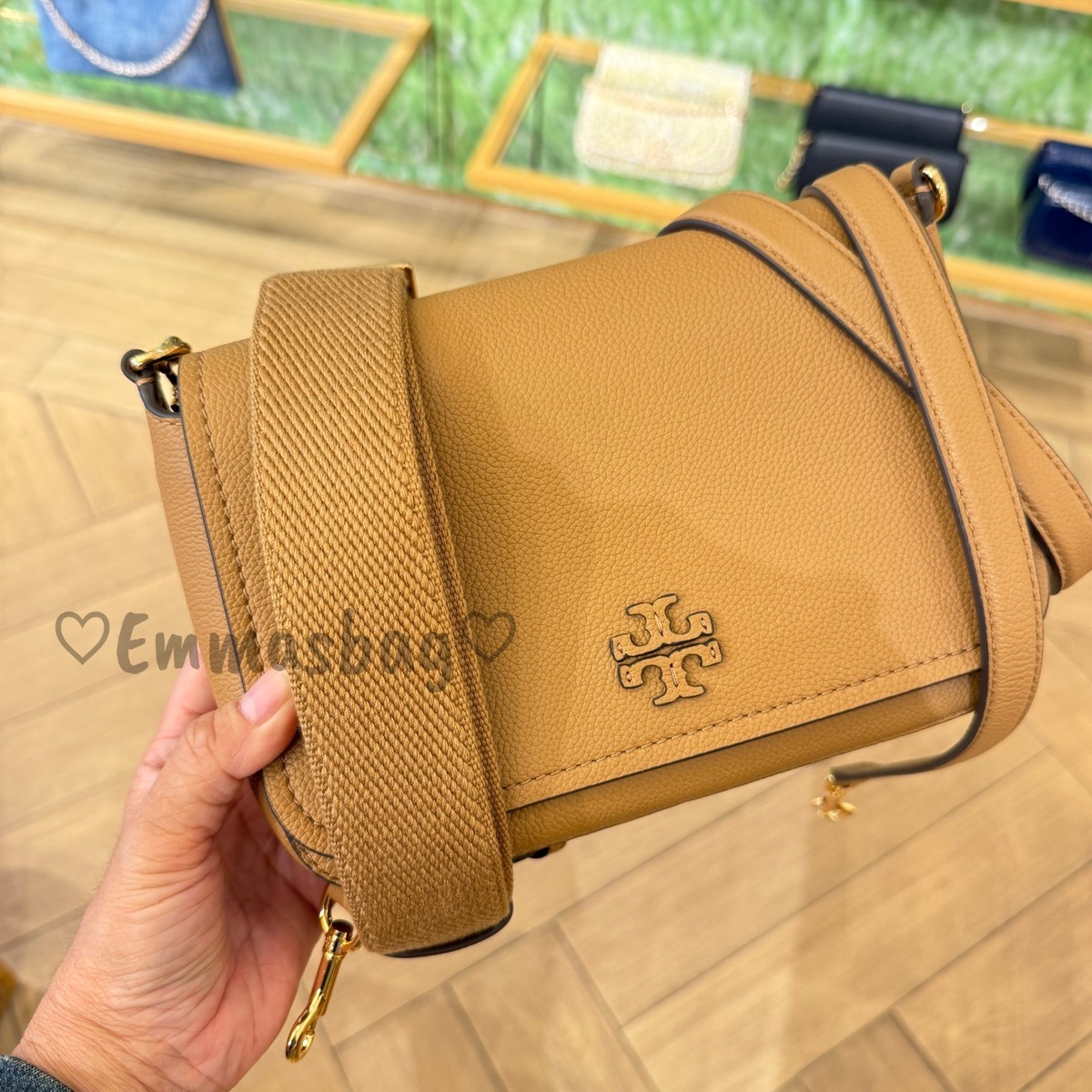 Tory Burch Thea Flap Crossbody 170477 Pebbled Leather Tiramisu