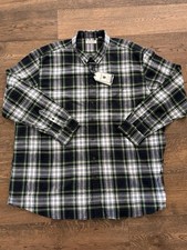 NWT Roundtree  Yorke Mens Shirt Sz 4XT Green Blue Plaid Portuguese Flannel