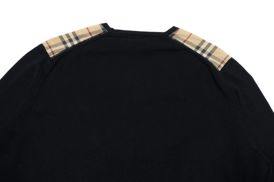 Suéter Burberry London 00s Nova Check paneles de hombro algodón claro cuello redondo Foto 4 de 4