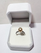 Real light gold south sea pearl S925 silver ring  - adjustable size 