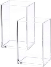 2 Pack Clear Acrylic Pencil Pen Holder Cup, Makeup Brush Holder Acrylic Desk Acc