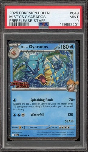 Pokemon Misty's Gyarados Destined Rivals STAFF Prerelease Holo Promo #049 PSA 9