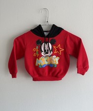 Vintage Disney Babies Mickey Mouse 80s Hoodie Ears Pullover 12-18M CLEAN 
