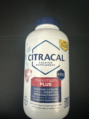 Citracal Maximum Plus Calcium Citrate + D3, 280 Caplets Exp 6/26