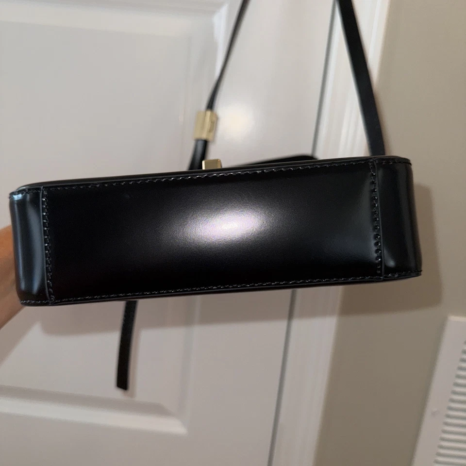 Bolso Bandolera J Crew Edie Negro Lthr Vacaciones 2024 Herrajes Dorados Nuevo sin Etiquetas Foto 4 de 4