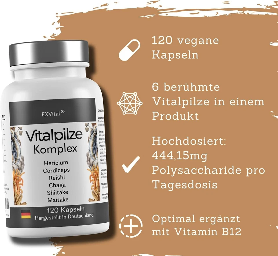Vitalpilze Komplex- Hericium, Cordyceps, Reishi, Chaga, Shiitake & Maitake - Bild 3 von 4