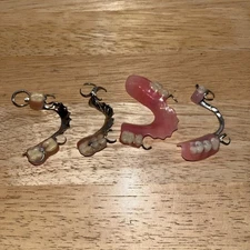Vintage Partial Dentures, Dental Teeth,  Metal Scrap Bridges Oddity Collectors