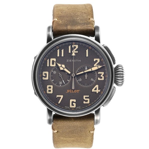 Zenith Heritage Pilot Type 20 Chronograph Steel Titanium Mens Watch 11.2430.4069