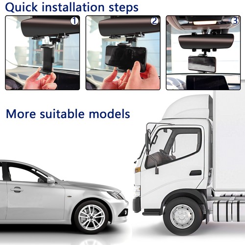 Phone Holder Rear View Mirror Mount 360°Rotation Car Truck Smartphone GPS-Cradle - Picture 7 of 9
