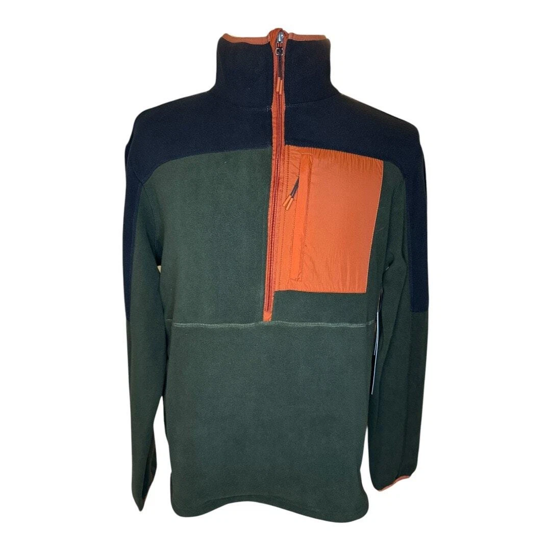 New Grays Peek Men’s Small Outdoor Black Evergreen Quarter Zip Fleece Pullover