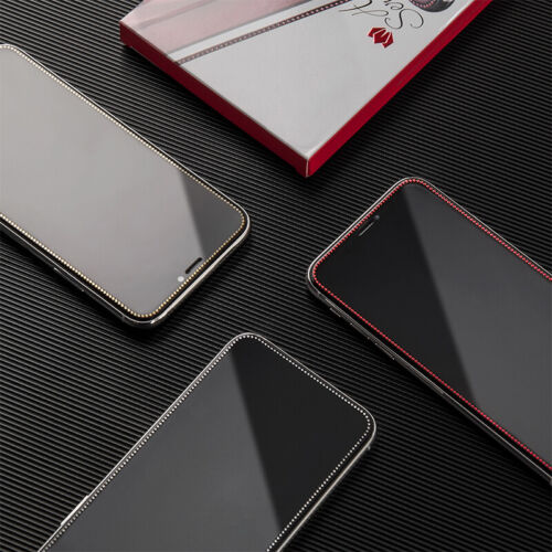Diamond Black Edge Sparkling Tempered Glass Film For Iphone 6 7 X 12 11 Mini Pro - Picture 8 of 11