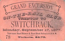 1877 DELAWARE & BOUND BROOK TRENTON SWITCHBACK LOW # 78 RAILROAD RR RAILWAY PASS