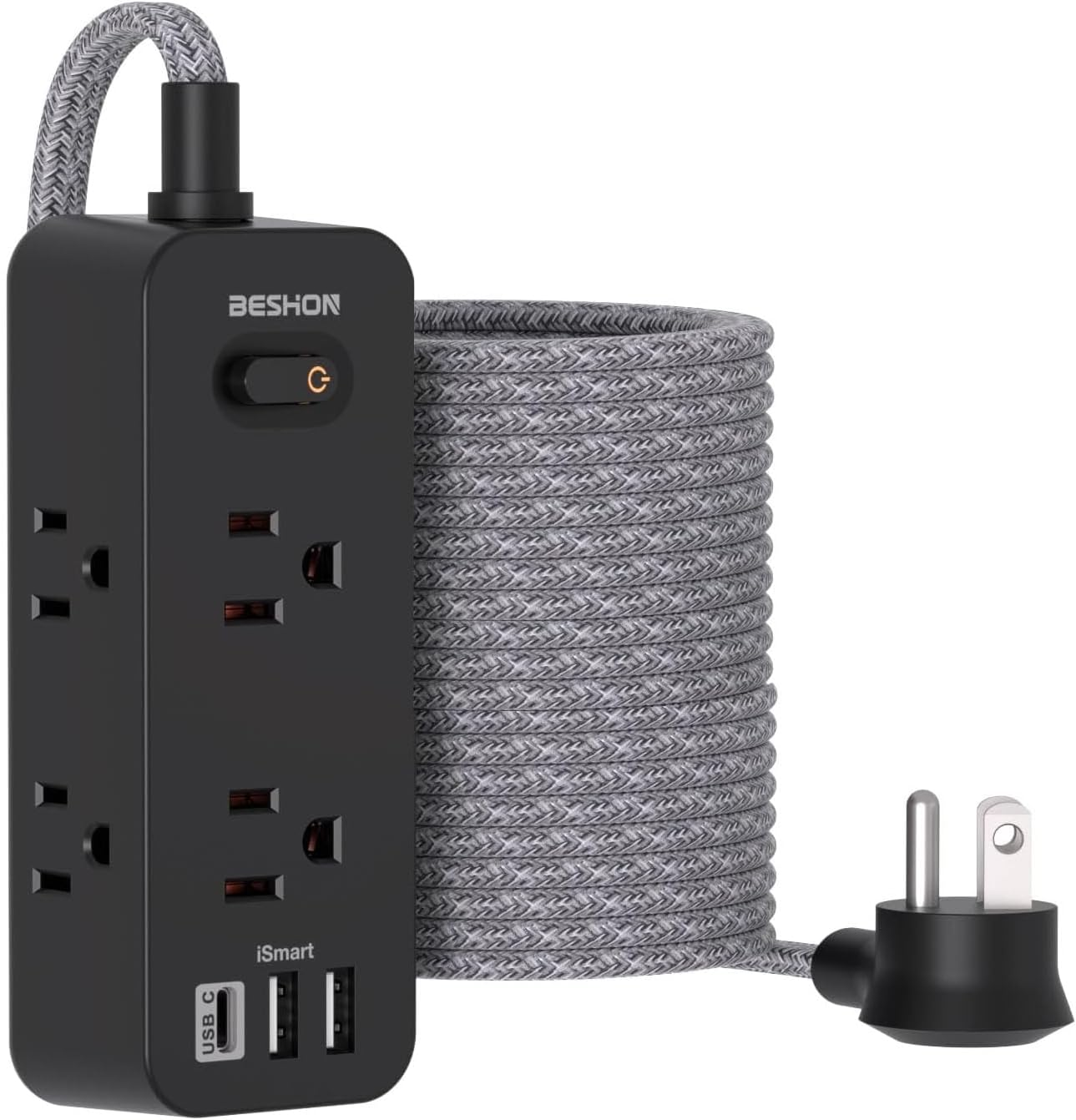 20FT Extension Cord with 6 Outlets and 3 USB Ports Surge Protector Power Strip-image