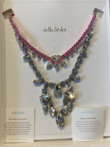 Stella & Dot NIB Statement Necklace Rhinestone - The Neon Dream - BLING, GLAM!