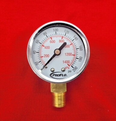 #ad 0 200 PSI Air Pressure Gauge ProFlo PFPG200K 2quot; Face 1 4quot; NPT Bott Mount GageWOG $12.99