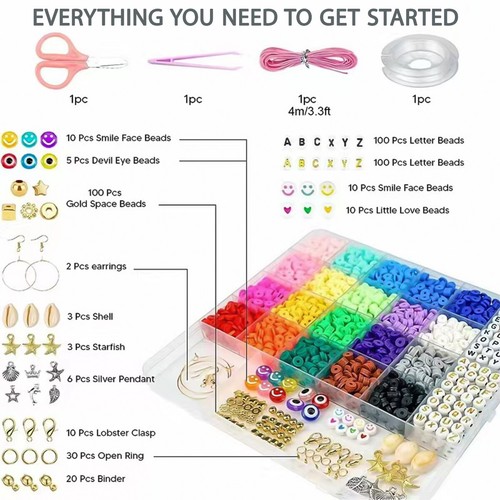Zum Selbermachen Box Schmuck Kit Ton Zwischenring Armband Bunt Keramik Herstellung Perlen Set - Bild 11 von 14