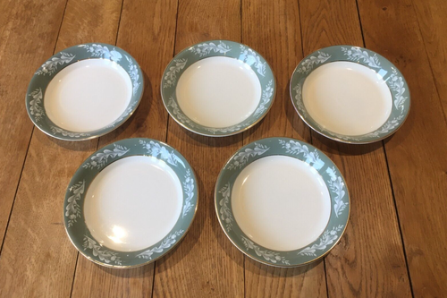 5 ciotole cereali 7" Lord Nelson ceramica salvia verde foglia bianca budino zuppa