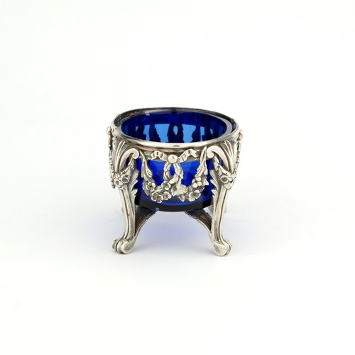 Pair Antique Ornate French Louis XVI Style Solid Sterling Silver Salts. 1838. - Picture 11 of 24