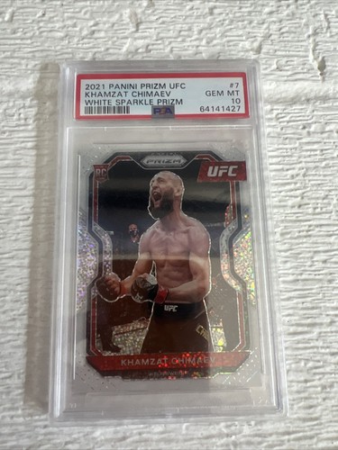 Khamzat Chimaev [White Sparkle] #7 2021 Panini Prizm UFC card