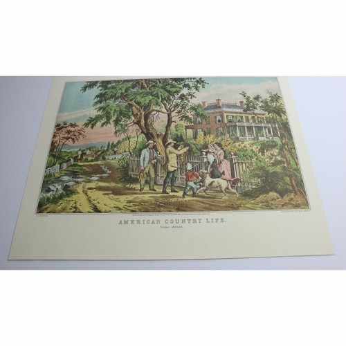 Currier Ives Vtg Paper Print American Country Life October Afternoon Home Art - Picture 6 of 6