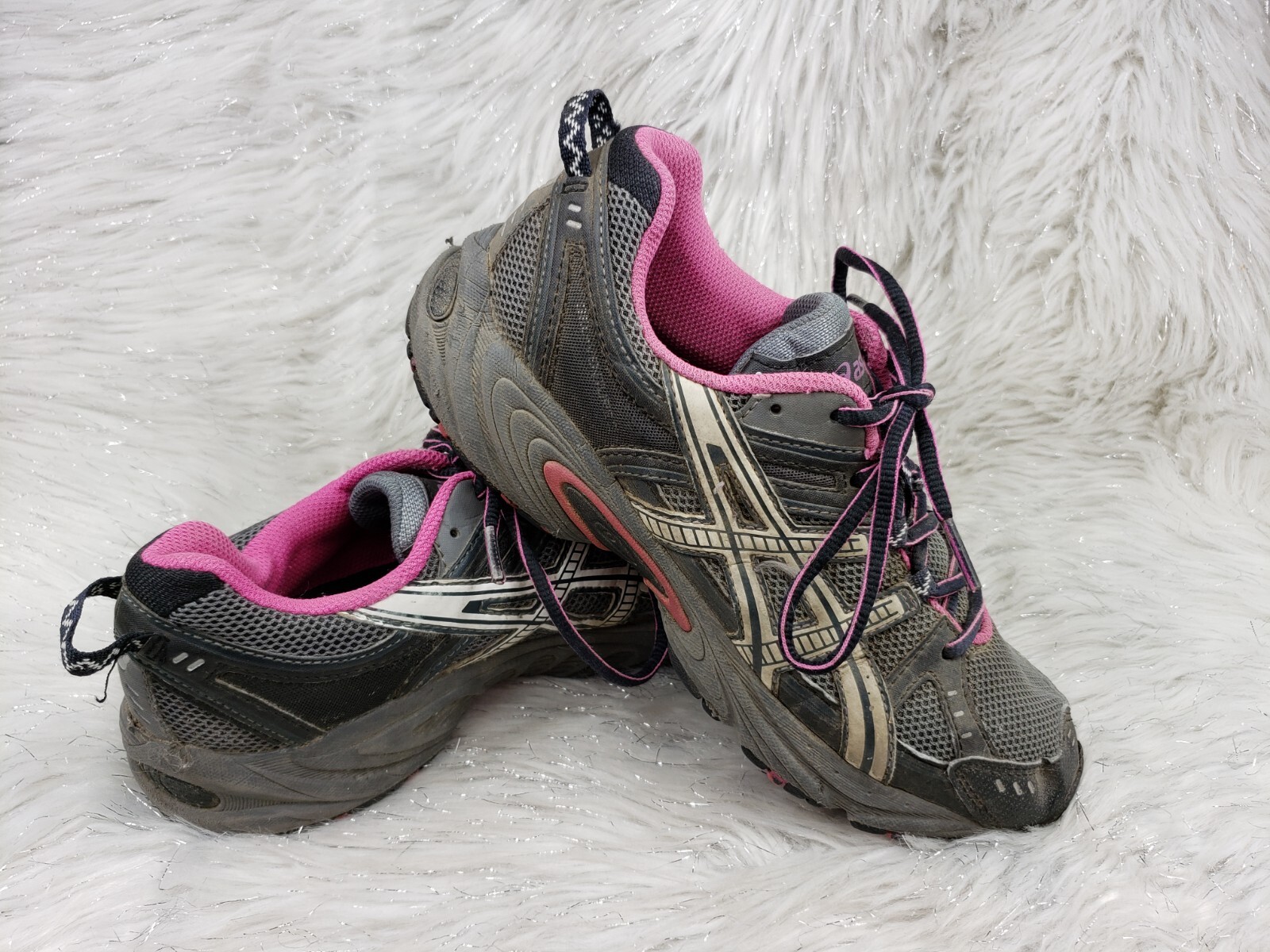 ASICS Gel Venture 3 T283N Gray Purple Running Active Shoes Size US 8 EUR 39.5