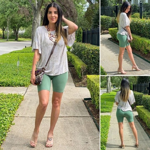 XS BIKER SHORTS LuLaRoe ~ EINFARBIG FRÜHLINGSGRÜN ~ Gr. 2-4; tailliert - Bild 2 von 3