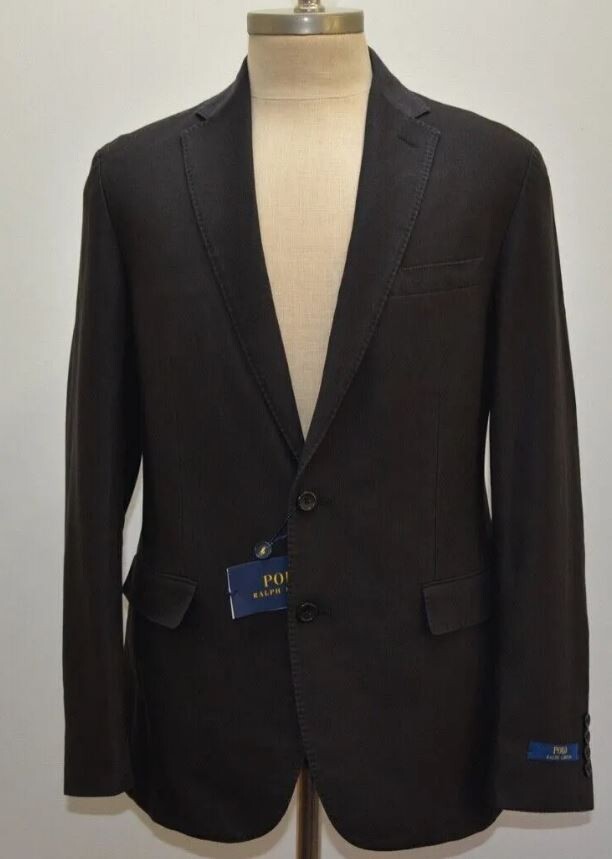 Спортивный пиджак Polo Ralph Lauren из 100% хлопка, однотонный темно-серый блейзер, 42REG