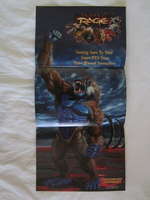 Primal Rage (SNES) Super Nintendo Power Poster 1995 Time Warner RARE