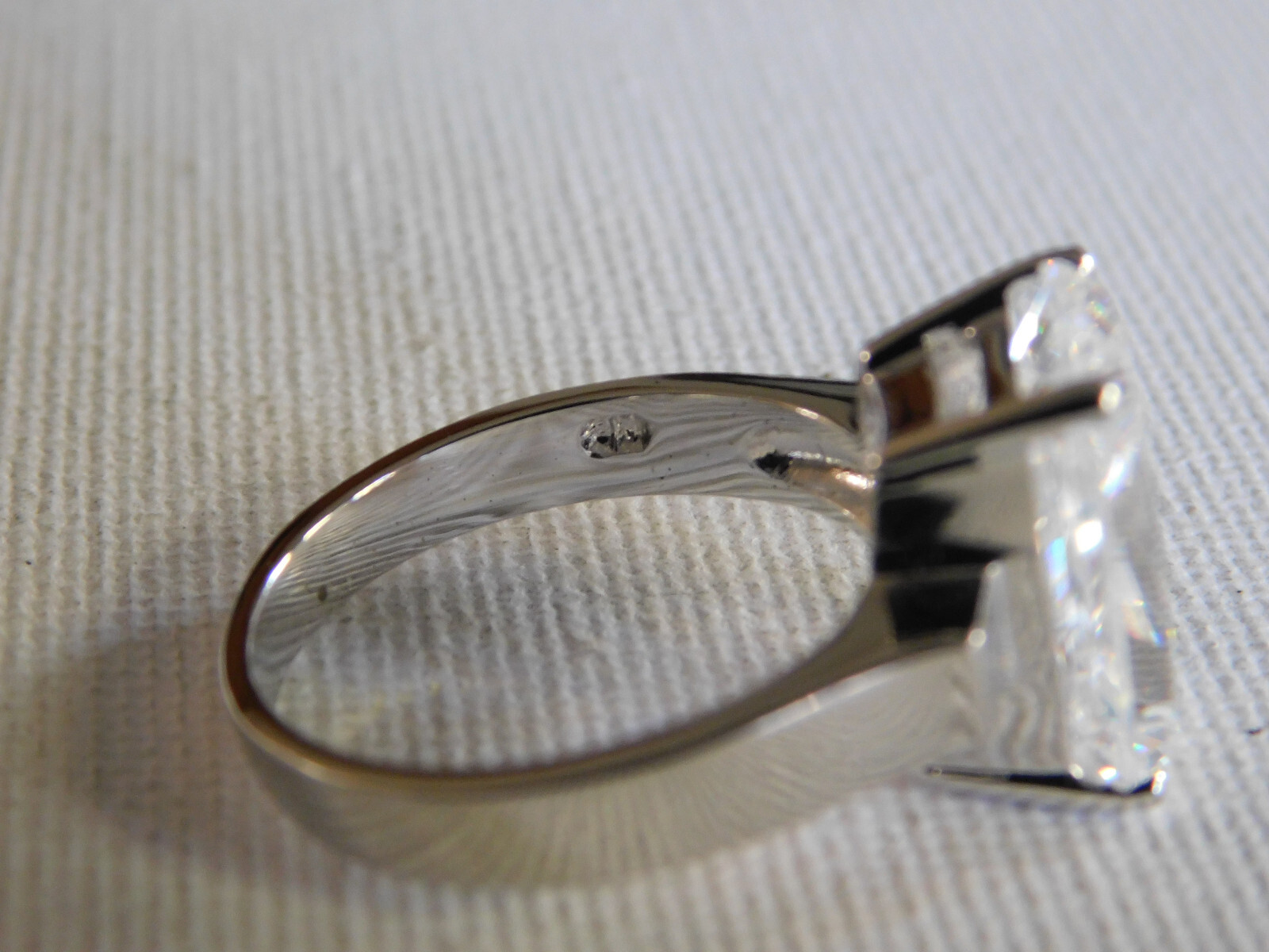 Sterling Silver Clear Stone Large Rectangle State… - image 6