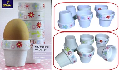Tchibo 6er Set Eierbecher 4,6 cm Porzellan Eier Becher Ei bunt qualitätsporzell