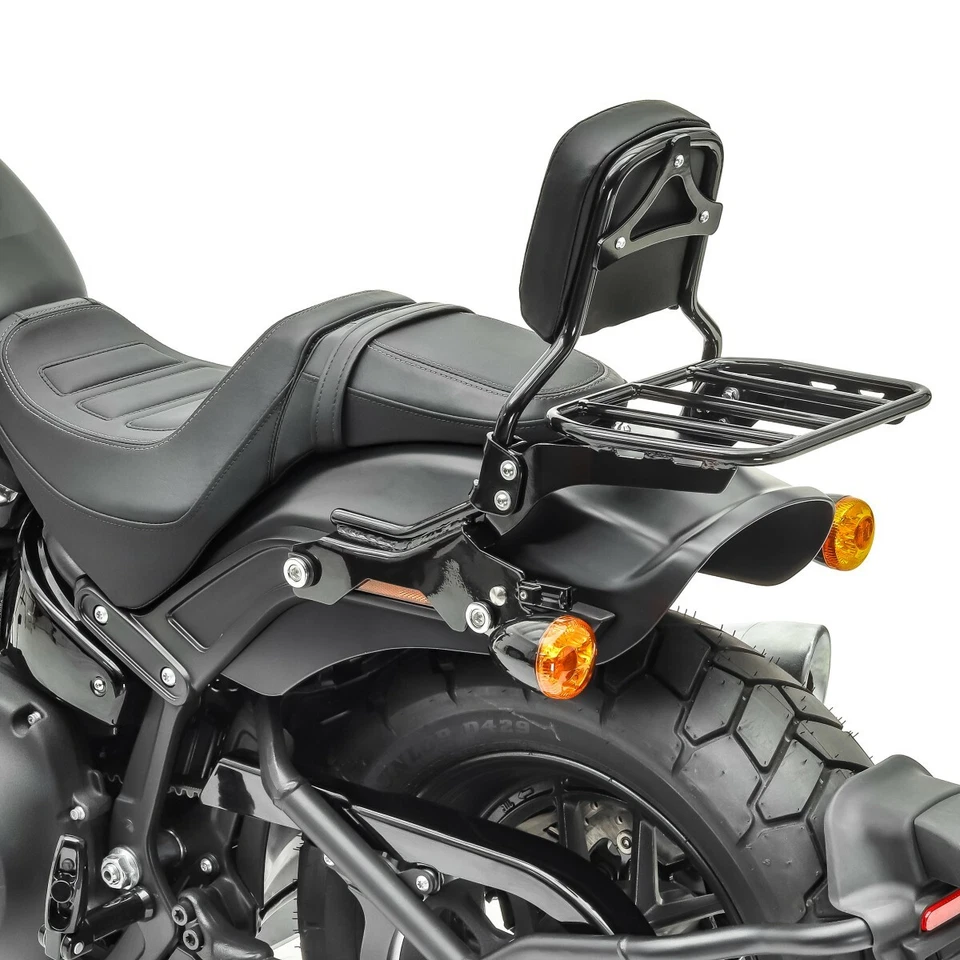 Sissybar für Harley Fat Bob / 114 18-23 R1 mit Gepäckträger und Docking schwarz - Bild 4 von 4