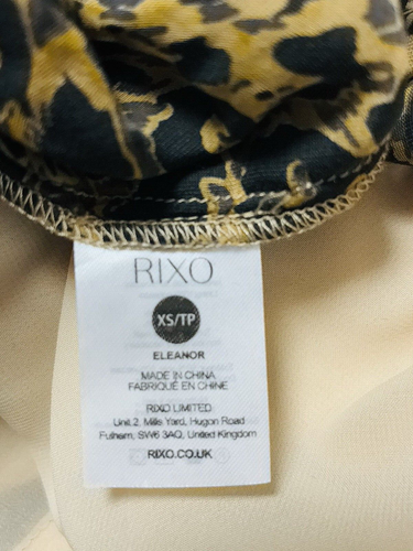 RIXO London Leopard Print Mini Dress Size XS lNeck Tie Sleeveless Ruffle - Picture 7 of 14