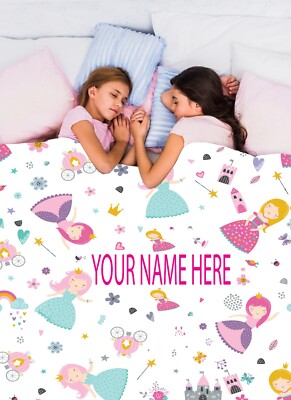 Personalized Blanket for Girls Custom Princess Fleece Throw Pink Kids Throw  Baby