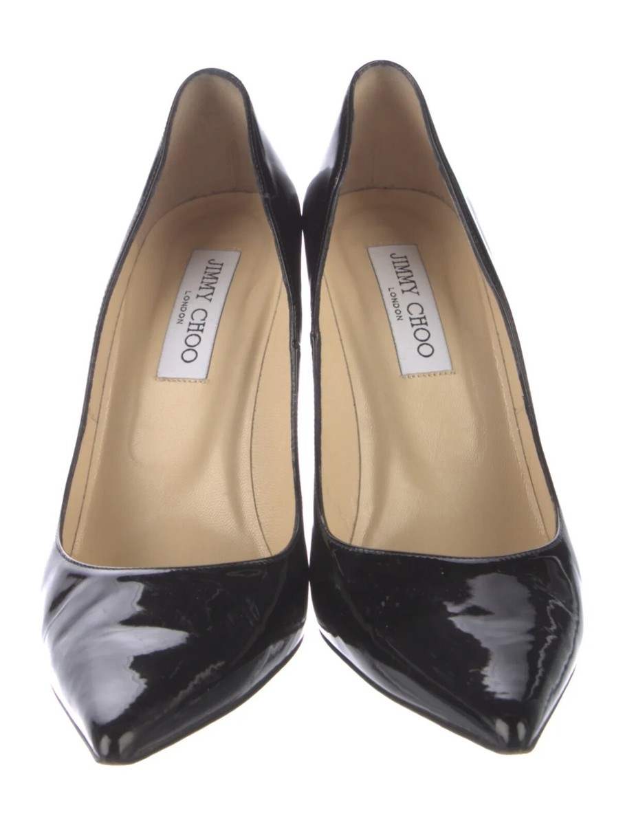 JIMMY CHOO Abel 100 Black Patent Leather Pumps Size 9.5 IT