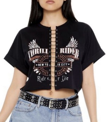 Forever21 Thrill Rider Chain Cutout Tee Small