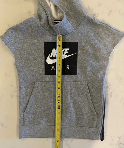 Nike Air Youth Fleece Short-Sleeve Hoodie, Size Small, Grey 939634-063 - Picture 11 of 12