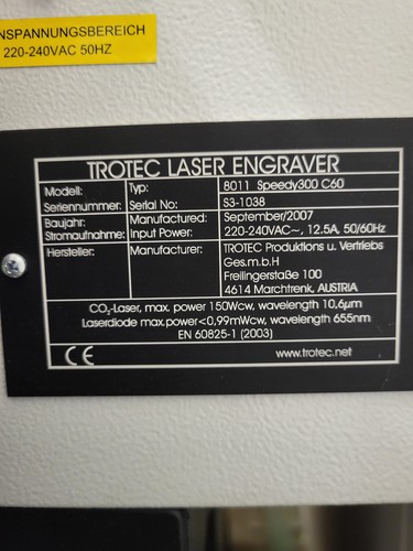 Trotec Speedy300 C60 CO2 CO2 Laserschneider Lasergravierer Speedy 300 - Bild 4 von 9