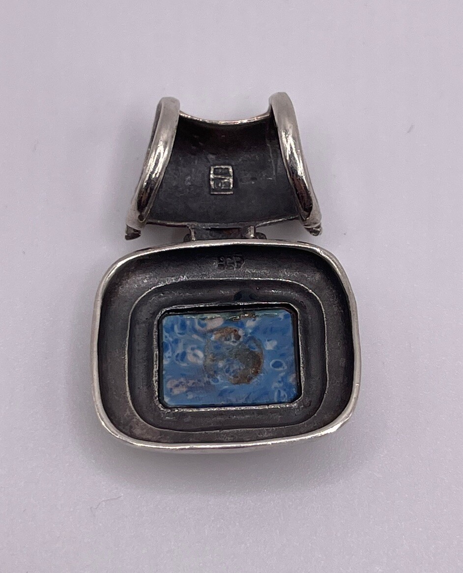 Sterling Silver 925 Denim Lapis Rectangular Slide… - image 4