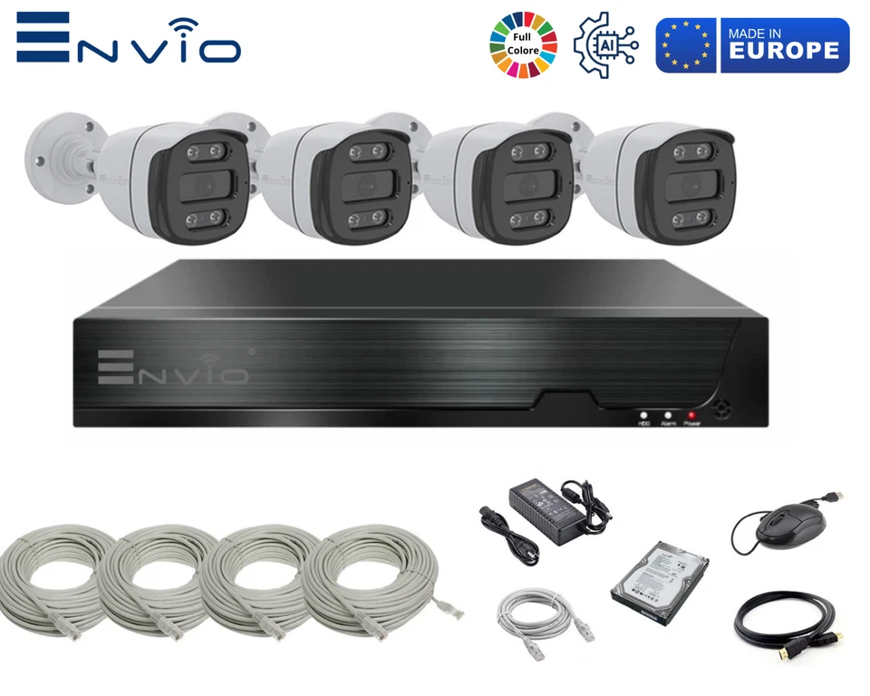 Kit Videosorveglianza IP Completo con NVR PoE, 4 Telecamere 4MP Full Color e HDD - Immagine 2 di 4