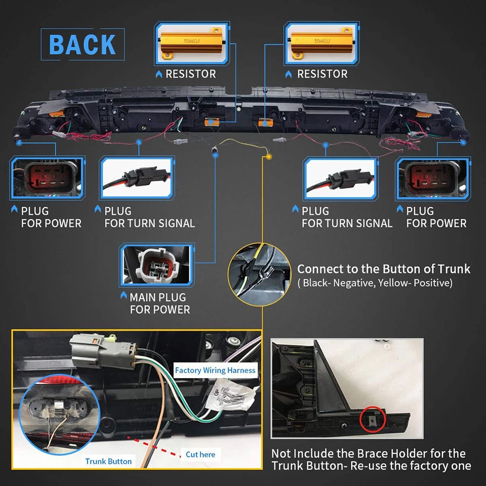 Black Dark Smoked LED Tail Lights For 2008-2014 Dodge Challenger Rear Lamps Pair - Image 4 of 4