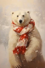 POLAR BEAR CHRISTMAS HOLIDAY STRETCHED CANVAS PRINT WALL ART READY TO HANG CA10