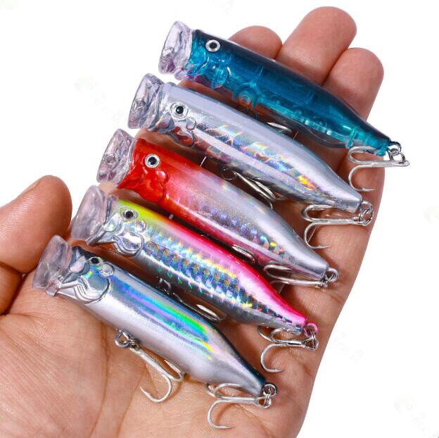 5PCS Popper Fishing Lure Saltwater Crankbaits Minnow Trolling