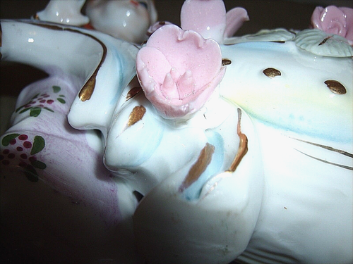 Vtg Kitschy Ucagco Ceramic Lady & Cart Planter/Vase Hand Painted 1950's - Picture 6 of 8
