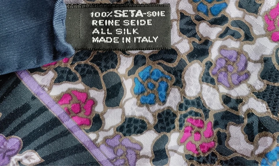 2 x MENS 100% SILK HANDKERCHIEF NAVY BLUE SQUARES FLORAL BLACK PURPLE PINK BLUE - Image 3 of 4