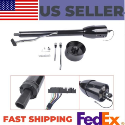 Black 30'' Tilt Street Rod Floor Shift Steering Column Manual No Key with Adapter